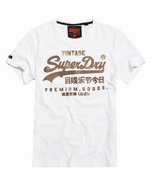 Superdry Vintage Logo Authentic Mid Weight Férfi Pólók Fehér | EXTLF9564